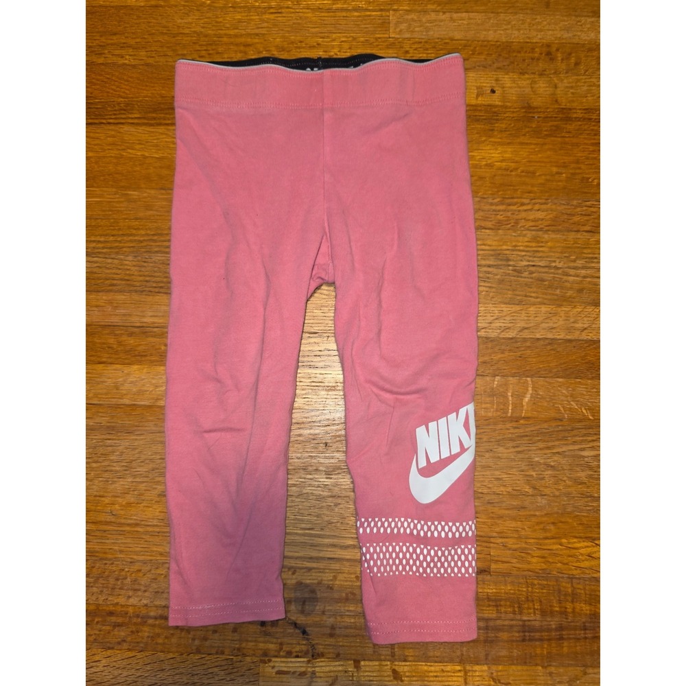 Nike Toddler Girls 2T Pink White Swoosh Logo Just Do It Waistband Leggings